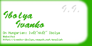 ibolya ivanko business card